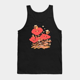 Cute bumblebees with flowers vintage Cottagecore Aesthetic Tank Top